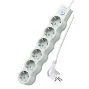 Удлинитель 6х3м с заземл. IP20 с выкл. 10А 2200Вт 220В защ. шторки ПВС 3х1 бел. КОСМОС YKsm3m-6g-Z-V10A-W